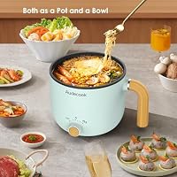 Audecook Elektrische Hot Pot und Dampfgarer, 1.5L Tragbare Mini Antihaft Multikocher, Schneller Ramen Kocher, Travel Electric Bratpfanne mit Duale Leistungssteuerung für Steak/Suppe/Ei/Hafer(Grün) – Ansicht 3