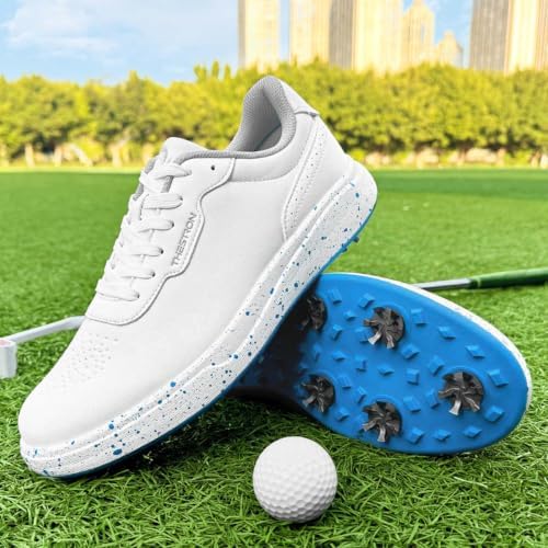 FeoHiys Men's Golf Shoes Professional No-Slip Spiked Golf Shoes - 4