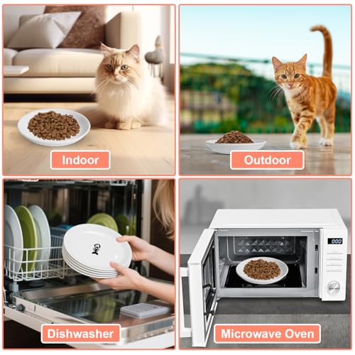 6 Stück Futternapf Katze,Katzennapf Keramik,15 cm Durchmesser, Napf Katze,Katzen Fressnapf,Katzennapf für Haustierkatzen und Welpen(6 Pack-Ohne Silikonbasis)