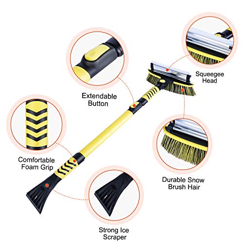 LOFTEK Car Snow Brush and Ice Scraper-37.8\" to 50.6\" Extendable, Detachable, Durable Winter Tool with Squeegee, Foam Grip-for Removing Snow and Ice on Car Trunk SUV Window Windshield - Thumbnail 2