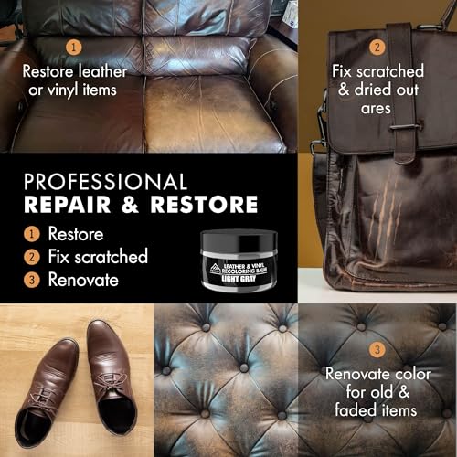 Image of FORTIVO Leather Recoloring Balm, Color Restorer, Scratch Remover, Couch Paint and Repair, Leather Balm for Couches