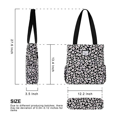 Image of KAMO Floral Tote Bag - Waterproof Lightweight Handbags Travel Shoulder Bag for Hiking Yoga Gym Swimming Travel Beach