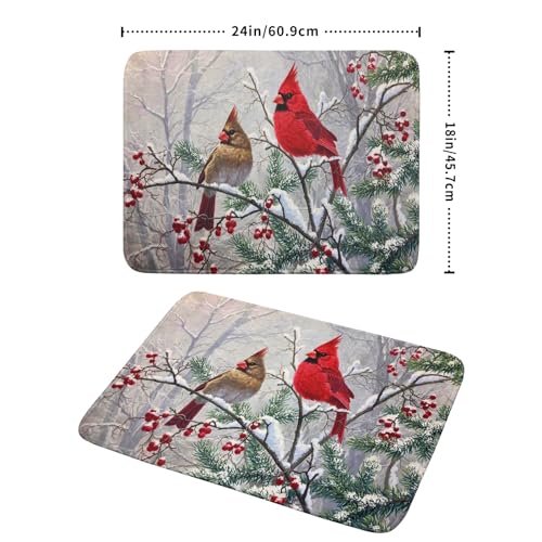 Giwawa RED BIRD DRYING MAT 18X24 Red Bird Dish Drying Mat Merry Christmas Dishes Pad Absorbent Fast Dry Dish Drainer Mat Protector thumb #1