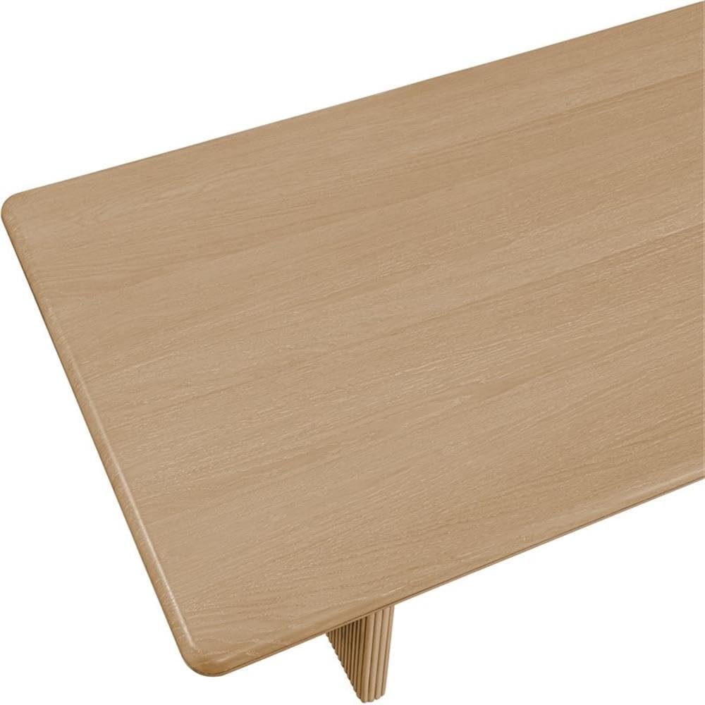 BOWERY HILL Mid-Century Modern Oak Dining Table, 94" W x 43" D x 31" H, Rich Natural Oak Finish, Rectangular Design, Oak Veneer, Fluted Solid Wood Base, Natural Wood Grain, Stylish Dining Room Table