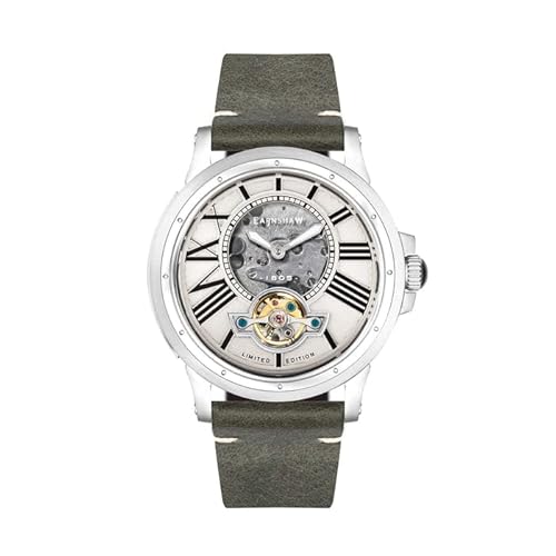 Thomas Earnshaw Herren 42mm Bertha Open Heart Skeleton Automatik in limitierter Auflage Cream Uhr mit Lederband ES-8244-02