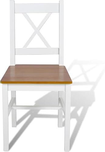 Miniatura 2 de Sillas de comedor, 4 piezas, muebles de interior para comedor, cocina, madera de pino blanco de 16.3 x 17.9 x 33.6 pulgadas