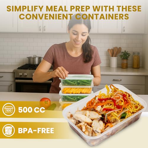 Image of Superior Takeaway Containers with Lids - 20 Pcs Durable 500ml Crack-Resistant Rectangular Food Containers with Lids -Microwave Safe Leak-Proof Takeaway Containers- Perfect for Meal Prep & Food Storage