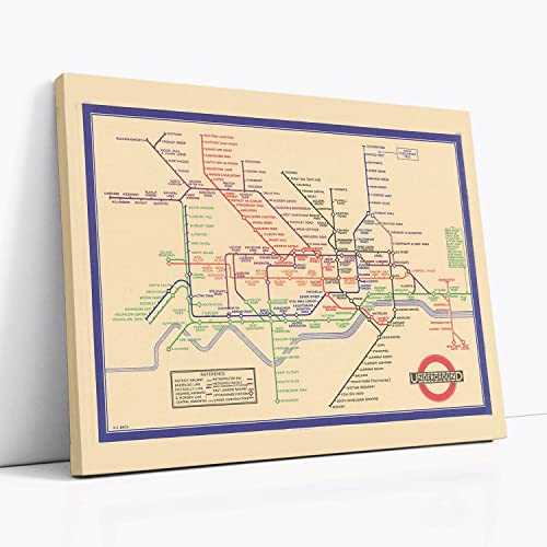 Carte du tube de Londres 1933 toile murale vintage pour salon rétro chic