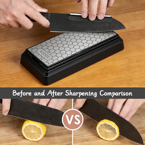 Diamant Schleifstein Schleifstein Messer Sharpening Stone Diamant Messerschärfer Messer Schleifen Messerschärfer Stein mit Basis 400/1000# für Küchengeräte und Außeneinsatz