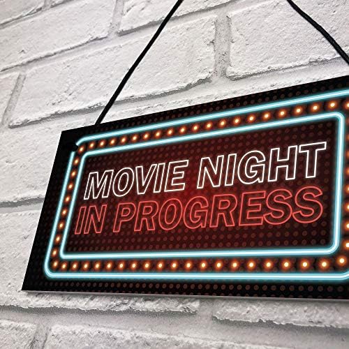 RED OCEAN Novelty Cinema Room Sign NEON EFFECT Movie Night Plaque Home Decor Gift