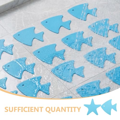 Pegatinas antideslizantes para ducha Operitacx: 40 piezas azules de PEVA con formas para baño 4