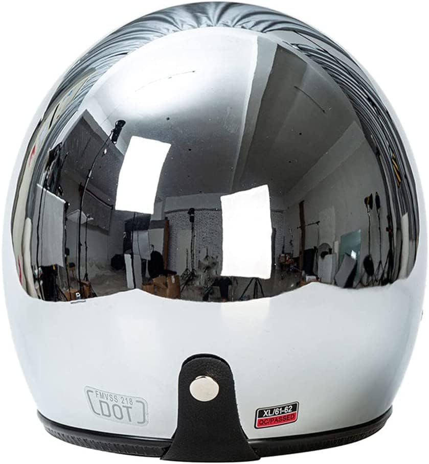 Miniatura 3 de Medio casco de motocicleta retro, estilo alemán espejo plateado cromado vintage 34 motocicleta cara abierta, casco de moto Street Pilot Scooter