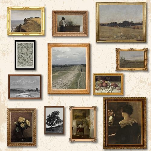 Crocothemis 12Pcs Vintage Wall Art Prints, Vintage French Country Decor, Moody Gallery Wall Art, Vintage Paintings Farmhouse Antique Posters, (8x10 Unframed) C03