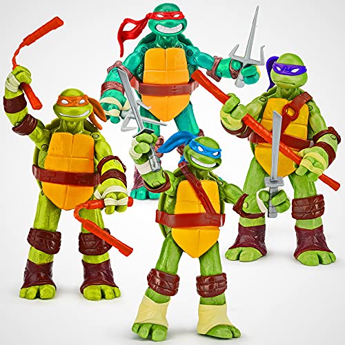 Exclusive Teenage Mutant Ninja Turtles Action Figures â€“ Amazing Ninja Turtles Set of 4 PCS - Leonardo, Raphael, Donatello, Michelangelo Turtles â€“ TMNT Toys 4.3-inch â€“ Ninja Turtle Cake Topper