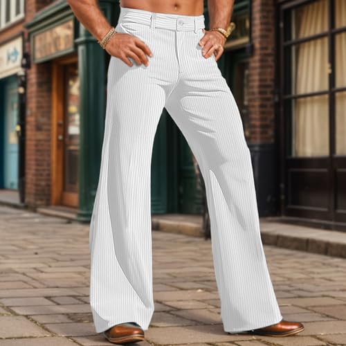 Men's Bootcut Corduroy Pants Stretch 70s Party 60s Disco Retro Outfits Zipper Slim Fit Casual Flare Pants for Men3