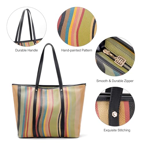 Bolso Tote grande de cuero genuino para mujer miniatura 6
