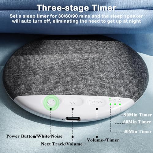 Image of Pillow Speakers for Sleeping, Ultra-Light Bluetooth 5.4 Wireless Noise Machine for Sleeping, 20Hrs Play & Auto-Off Timer, Rich Sleep Sound Library, Ideal for Side Sleepers & Couples