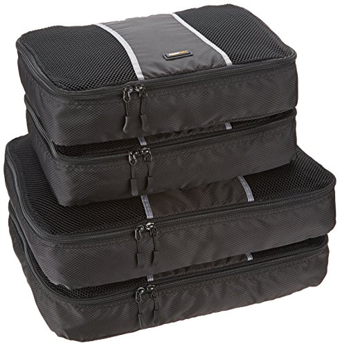 Amazon Basics 4 Piece Packing Travel Organizer Cubes Set - 2 Medium and 2 Large