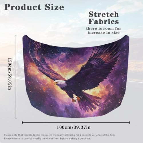 Image of Bald Eagle Print Car Hood Cover, Elastic Fabric Car Hood Protector Car Hood Flag Waterproof Auto Exterior Accessories for Car Hood Decoration and Protection