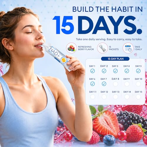 AirVigor NAD+ Liposomal Liquid Supplement with Nicotinamide Riboside, Resveratrol, Quercetin & PQQ, NAD+ Complex Formula for Energy Restoration, Focus & Daily Vitality, 15 Servings - Berry — view 4