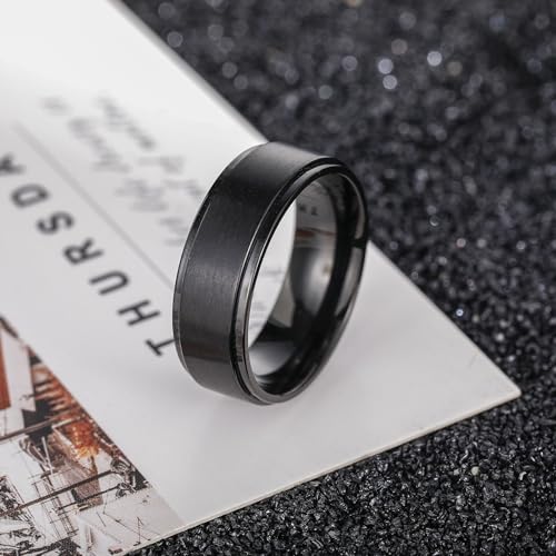 Bague de mariage en titane brossé haut de gamme et bords escalier - 5
