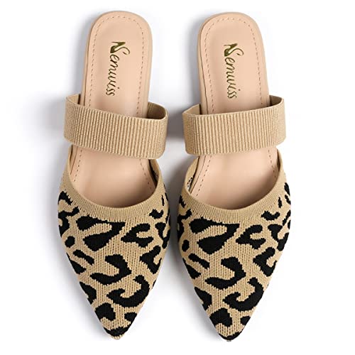 Semwiss Pointed Toe Mules For Women Flats,Backless Mule Sandals Comfortable Slip On Slides Loafers Knitted Mules Shoes Ladies Loafers Leopard Size 9 #TOP10