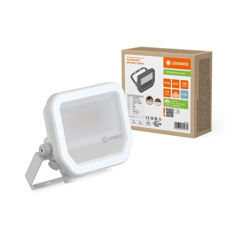 Projecteur LED FL10P8W1K2LM865 WT Ledvance : luminaire extérieur étanche blanc puissant