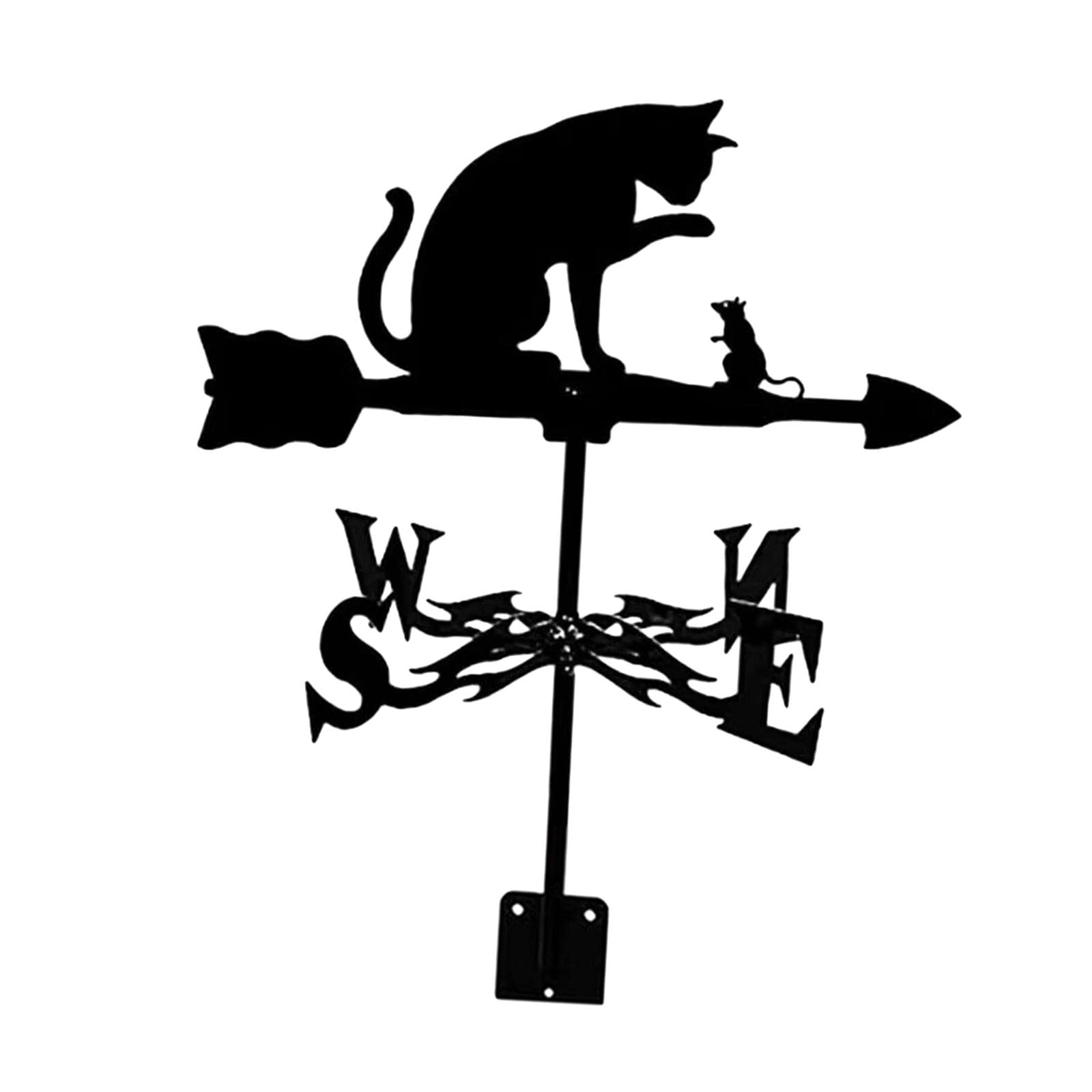 Wrought Iron Weathervane Wind Direction Measuring Instrument for Garden Lawn cat and mouse