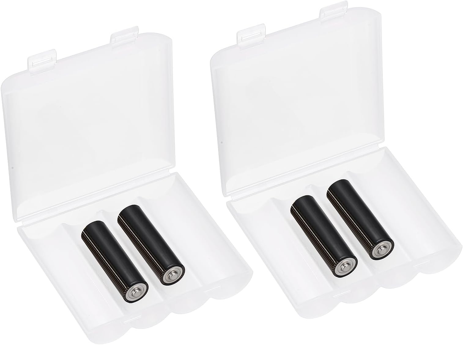 Battery Organizer Storage Box, Plastic Clear 4 x 21700 Battery Storage Case Holder Garage Container Portable Organizer for Travelling, Home, Office, Garage (Pack of 2)