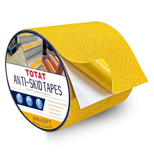 Ruban adhésif antidérapant PET jaune 10,2cm x 9,1m pour sécuriser les escaliers et terrasses