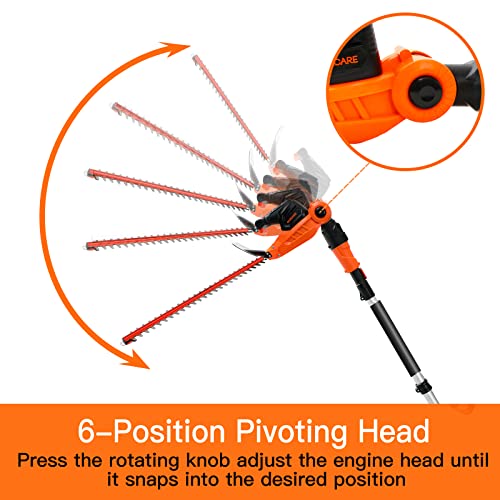 Garcare 2 In 1 Pole Hedge Trimmer Cordless With Battery And Charger Tree Trimmer 20V, 4.0Ah Li-Ion Battery 510Mm Dual-Action Laser Blade, 3/4 Cutting Capacity #TOP2