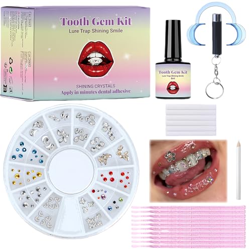 Tooth Gem Kit-DIY Crystal & Diamond Teeth Jewelry for Women Easy Apply & Removable Crystal & Diamond Teeth Jewelry Fashionable Smile Decoration for a Glamorous Look