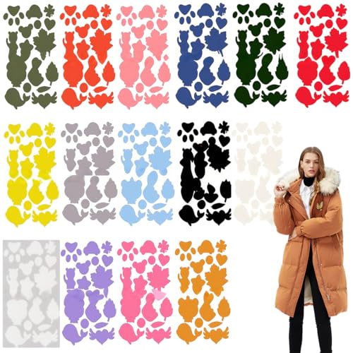 THQAE 15 Hojas Parches de Reparación de Nylon,Parches de Chaqueta de Plumón,Nylon de Autoadhesivo, Parche Impermeables para chaquetas, Tiendas de Campaña, Sacos de Dormir