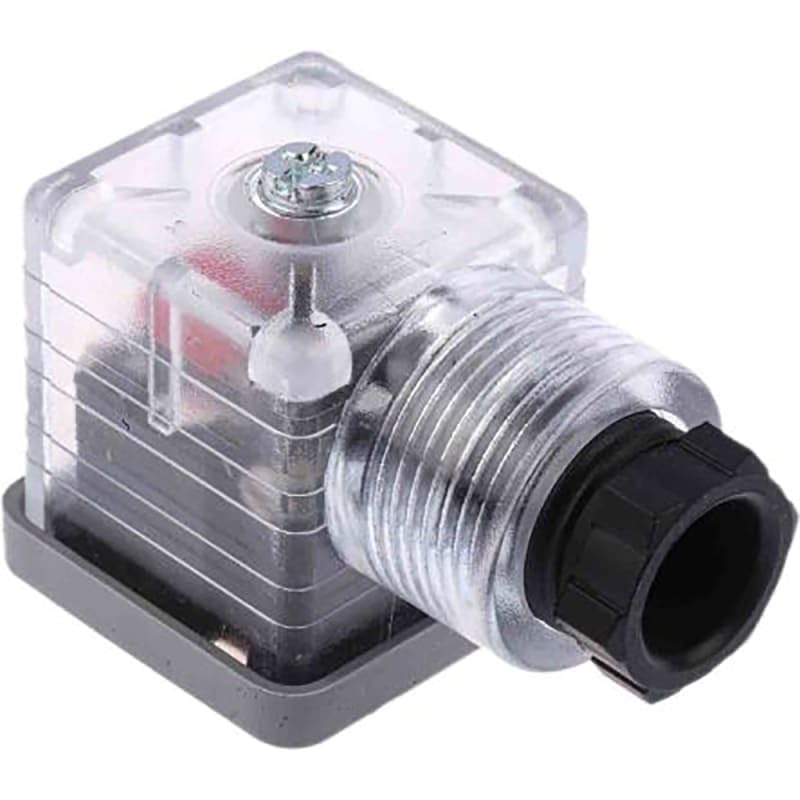 DIN43650 Type A 3P+E Female PG9 10A 12VDC M3 Screw Mount Clear Indicator Light, Pack of 1, MFR: 8118314