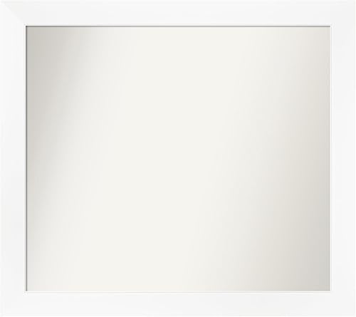 Amanti Art Espejo de baño blanco para sobre el fregadero, 24 x 27 pulgadas, espejo de tocador rectangular estrecho blanco, marco de madera moderno