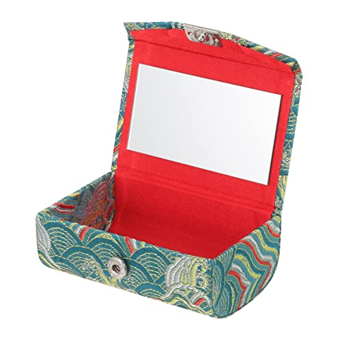 Beatifufu Ladies Lipstick Case Elegant Chinese Style Portable Lipstick Holder for Purse Lightweight Cosmetic Storage Mirror for Travel and Daily Use