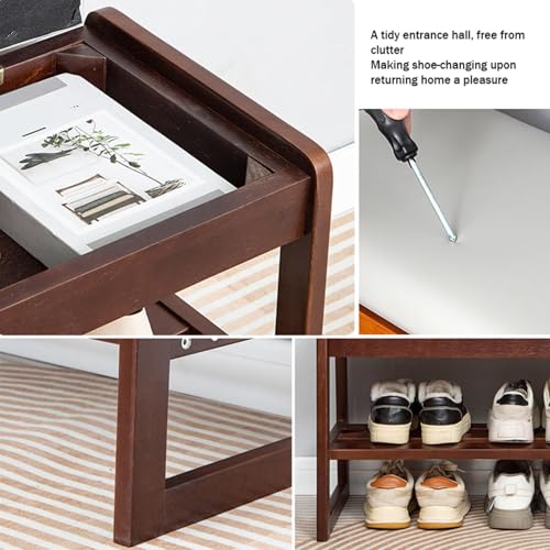Banc à chaussures 55cm pour petits espaces avec assise et coffre rabattable - 8