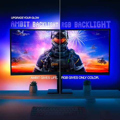 Image of Mitsuko Ambit 2 Monitor Screen Sync RGB Premium Backlight Frame (24-27 Inch Monitors), USB Plug & Play, Real-Time Color Match, App Control for Windows & Mac, Dynamic & Static Modes, Gaming Lighting