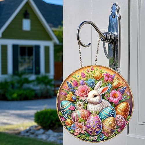 Guidre DIY Diamant Desktop Ornament,Diamond Painting Ostern Desktop-Ornament, Speziell geformter Kristall Osterhase,Oster Hase Geschenk,Diamant Kunstmalerei Tischdekoration Diamant (B)