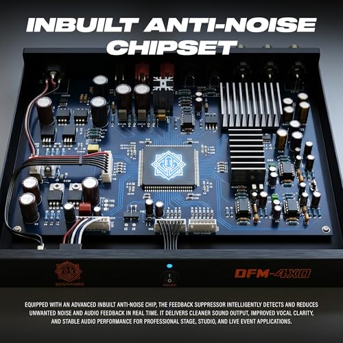 Image of DIGIMORE Anti-Feedback Processor w / 4 Mic Ins | Anti-Noise Chip | 150Hz-15kHz Freq. Shift | Transformer Based | Inbuilt Gain Boost | Feedback Manager for PA System, Stage Shows & Conferences (DFM-4XO)