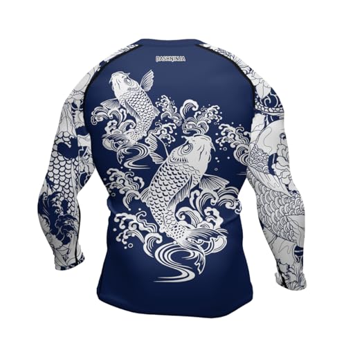 Japanese Koi Fish Ranked Long Sleeve Rash Guard for Men MMA BJJ Jiu Jitsu Base Layer Combat Shirt3