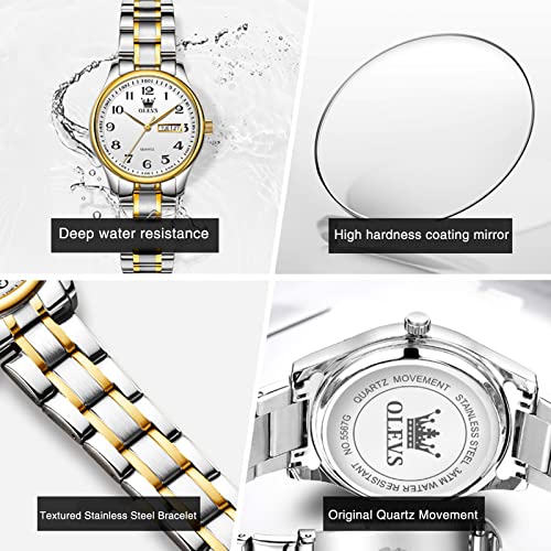 Small Dial Women Watches Business Stainless Steel Gold Silver Ladies Wristwatches Tone Band Watch Quartz White Face Dress Female Watches With Day Easy To Read Classic Analog Woman Watch With Arabic Numeral Waterproof Watches For Lady Casual #TOP3