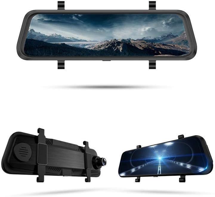 amiciVision Car DVR Dash Camera 10 Inch Rear/Back View Mirror Full HD 1080P, 170 Degree Wide Angle, G-Sensor, Night Vision Dash Video Recorder with 32GB SD