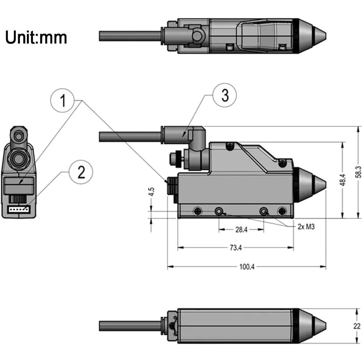 Pistolet pneumatyczny jonizujący, Eliminator antystatyczny, Równowaga jonowa, Jonizator antystatyczny wysokiej częstotliwości z zaworem regulacyjnym, Lampka kontrolna pracy, Stosowany ze sprężarką