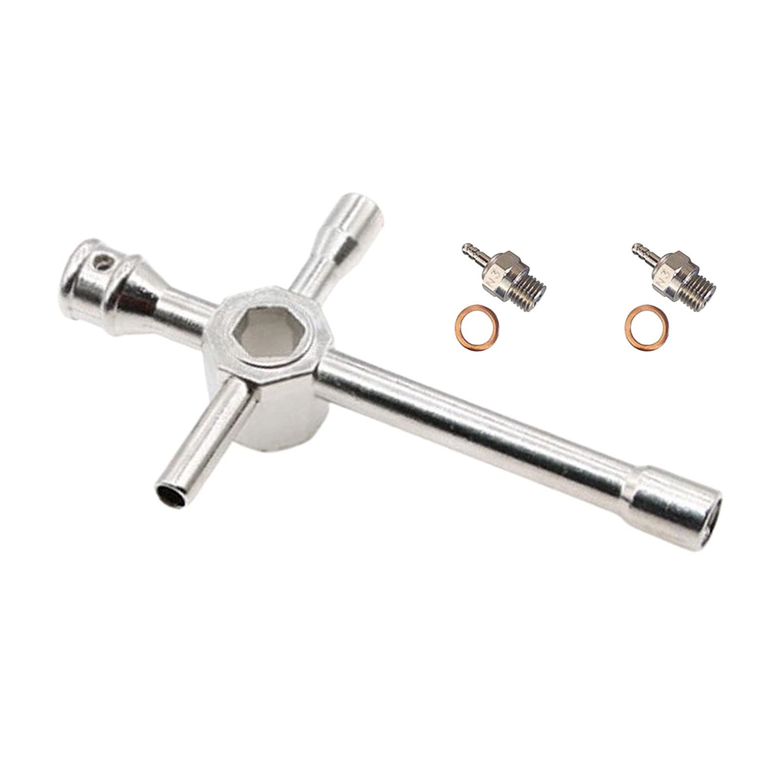 Perfeclan 2 Piezas Bujías Incandescentes N3 N4 con Llave Cruzada para HSP 70117 1/10 1/8 RC Buggy Camión, Piezas de Repuesto de Motor Nitro, 8mm - N3
