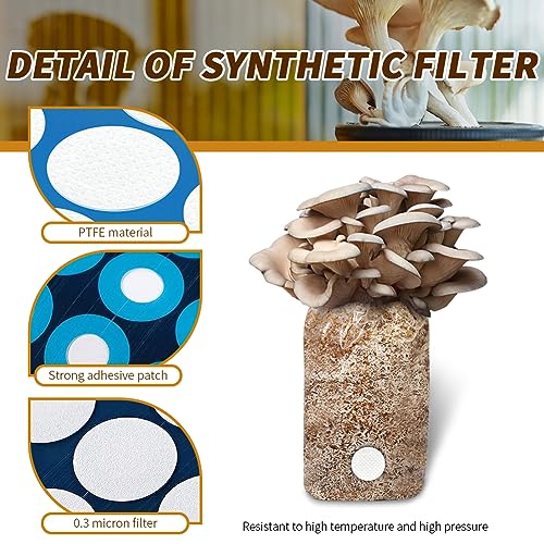 Image of Synthetic Filter Paper Stickers 20 mm PTFE Filter Disc 0.3 μm Filter Paper for Mushroom Cultivation Wide Mouth Jar Lids(390 Pieces)