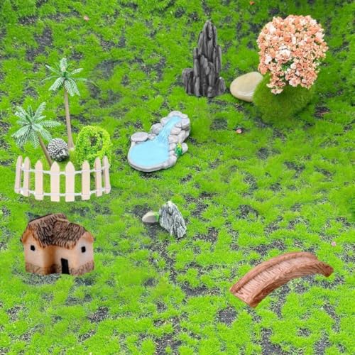 JFangZHZH 5 Stück Gartenzubehör Miniaturbrücke,Fee Garten Miniaturen Zubehör,Miniatur-Bonsai,Brücke Haus Landschaft Wasser Brunnen Zaun Figuren Teich,für DIY Handwerk Garten Sukkulent Dekor