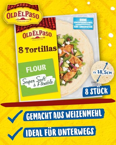 Old El Paso Weizen Tortillas – Mexikanische Wraps aus Weizen – 1 x 326 g