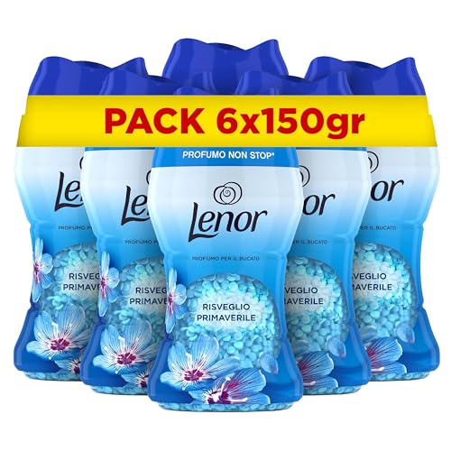 Lenor Profumatore Bucato Lavatrice, Perle Profumate, Risveglio Primaverile, Formato 6 x 150g, Intensificatore Di Profumo