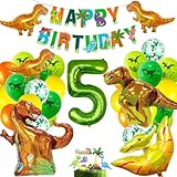 Dinosaur Birthday Party Supplies - Dinosaur Decorations, Foil Balloons, Banner & Cake Topper for Boys & Girls